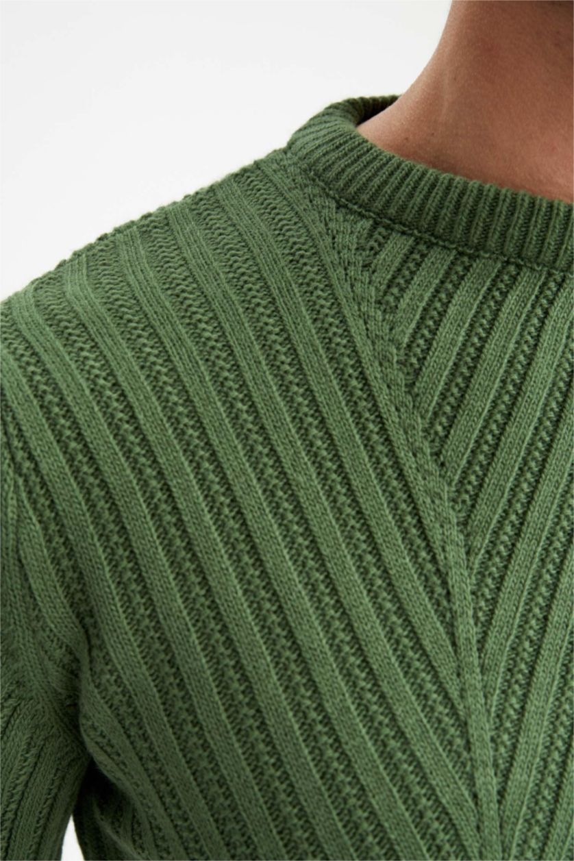 HOMME Vert Pull Tricot Col rond