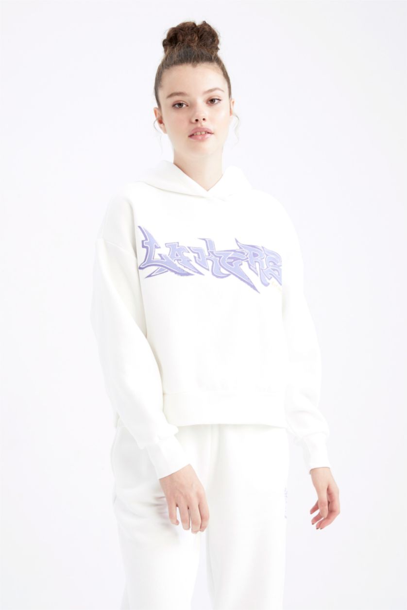 WOMAN Ecru NBA Los Angeles Lakers Licensed Sweatshirt