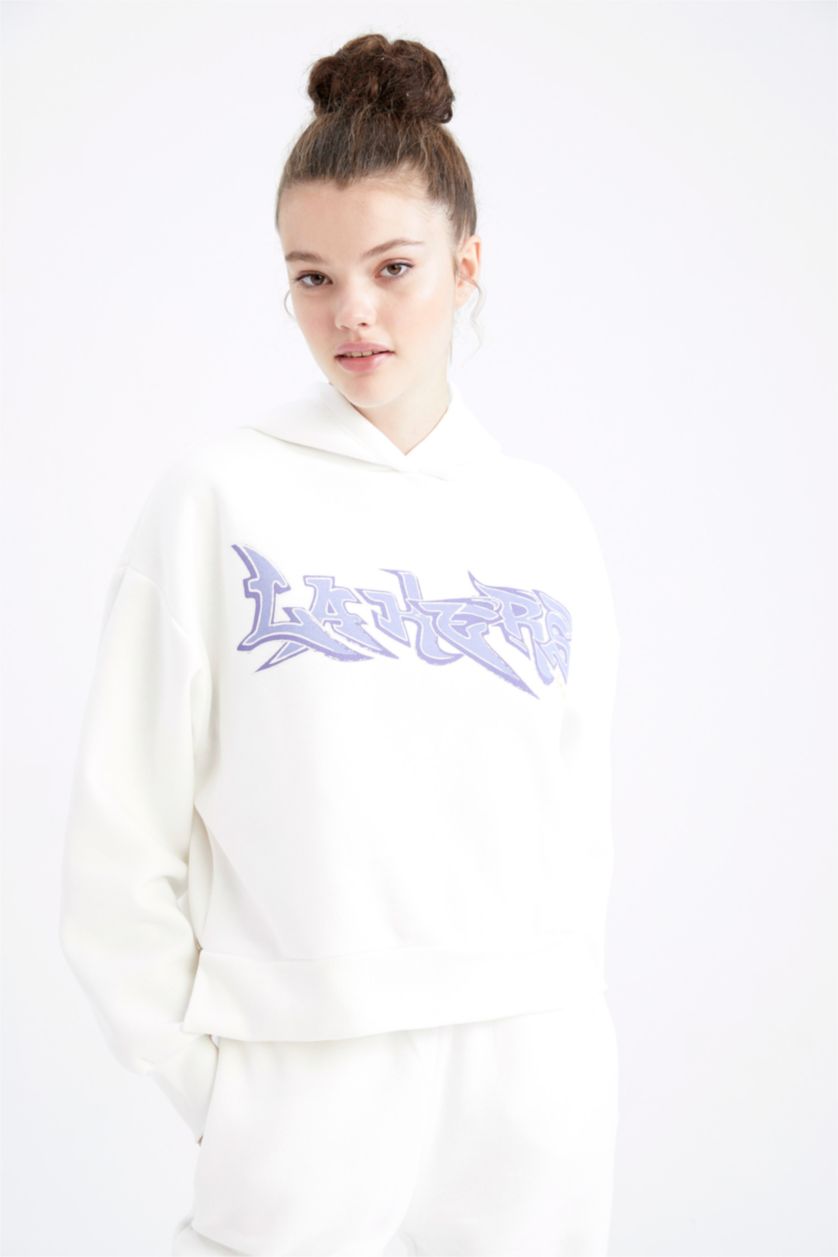 WOMAN Ecru NBA Los Angeles Lakers Licensed Sweatshirt