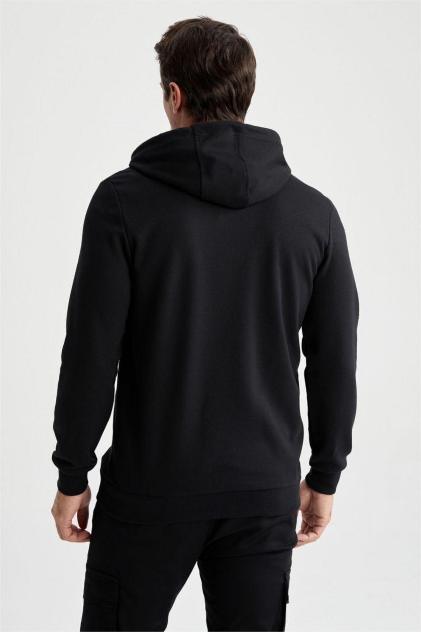 رجالي أسود كارديجان قصة عادية بكابيشون بسوسته