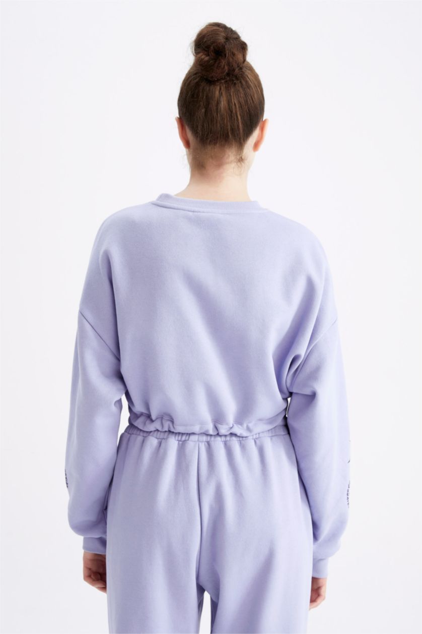 Жіночий Бузковий Світшот Кроп-Топ з круглим вирізом Brooklyn Nets для жінок