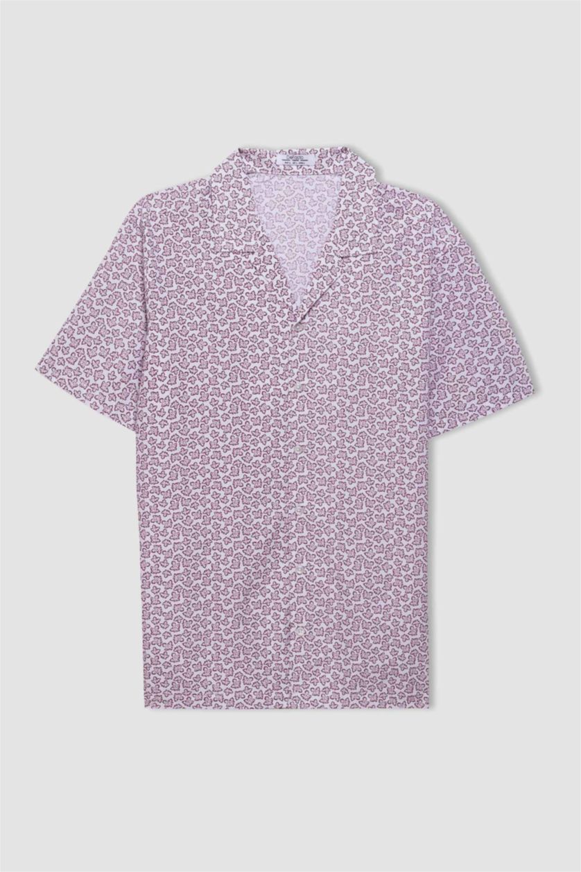 رجالي بني Regular Fit Short Sleeve Shirt