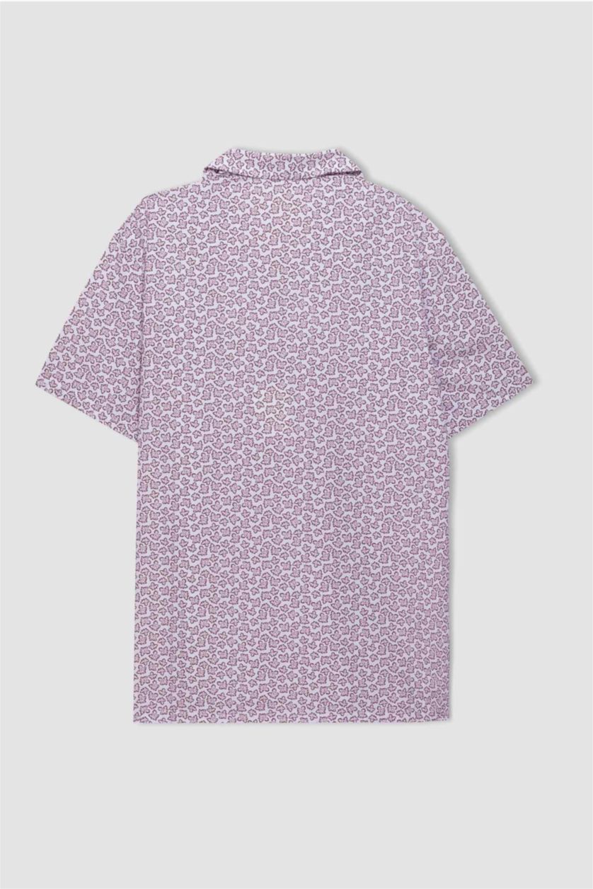 رجالي بني Regular Fit Short Sleeve Shirt