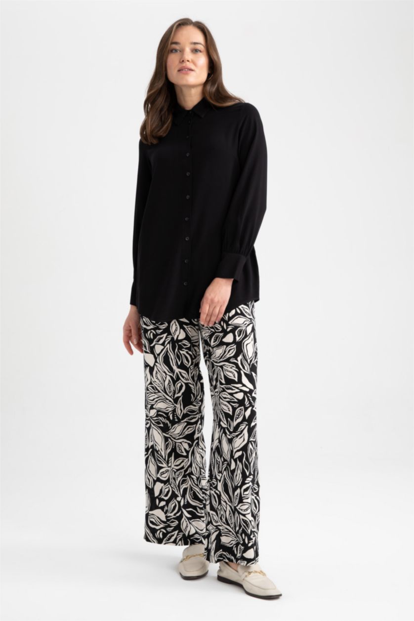 نساء أسود Palazzo Viscose Trousers
