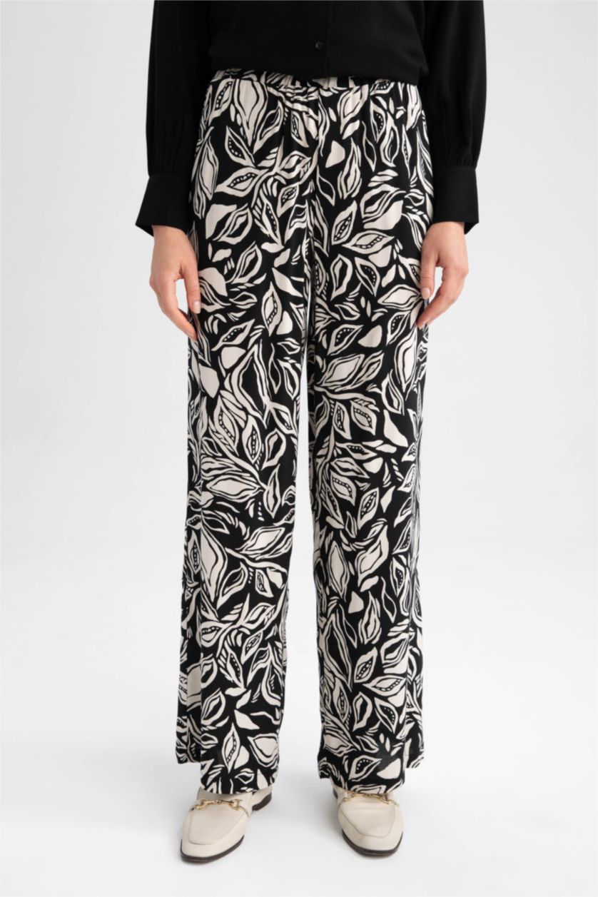 نساء أسود Palazzo Viscose Trousers