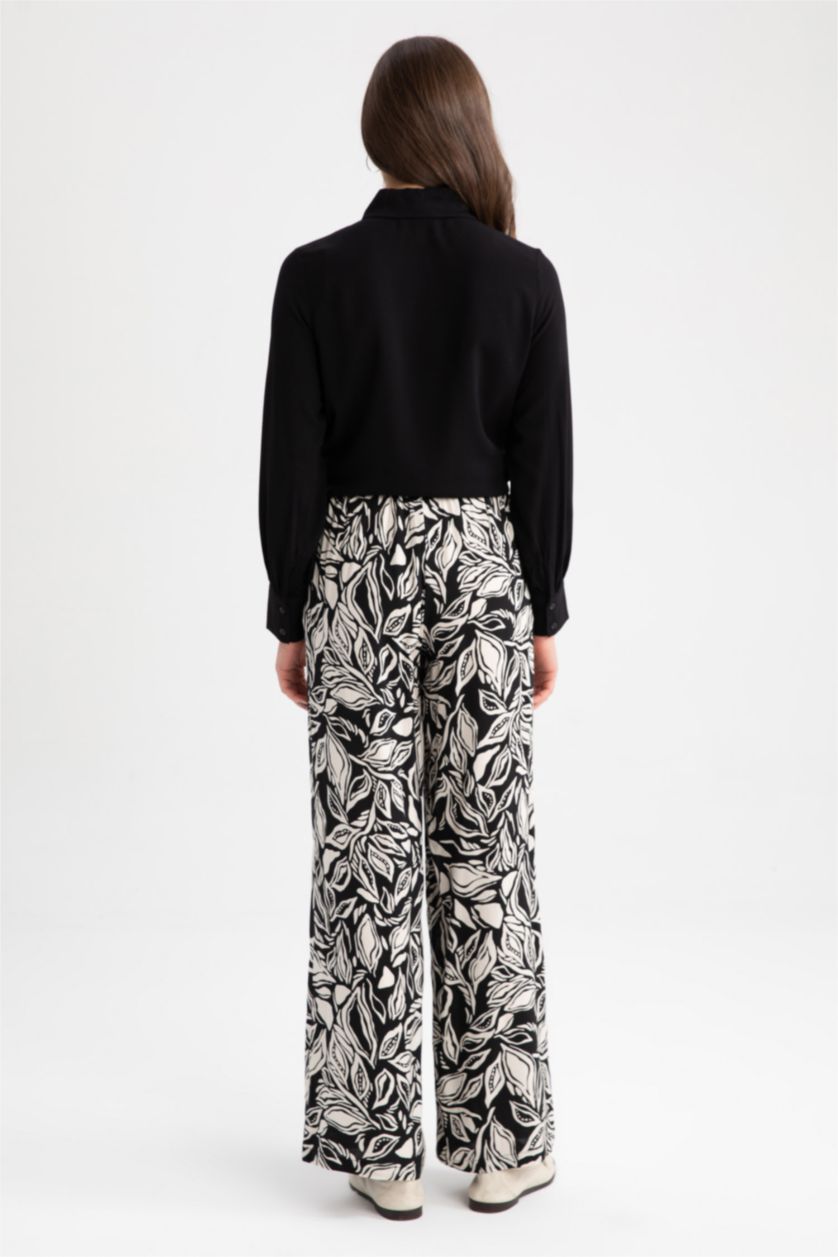 نساء أسود Palazzo Viscose Trousers