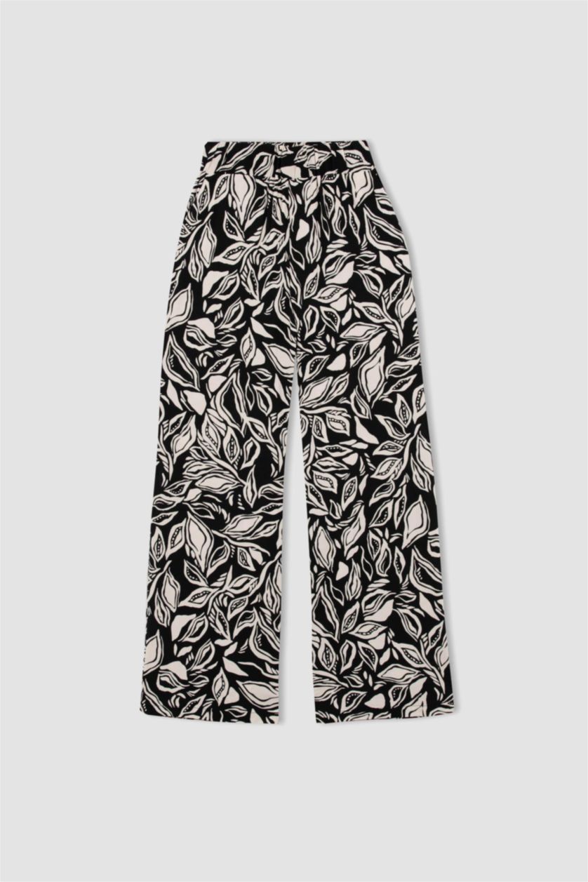 نساء أسود Palazzo Viscose Trousers