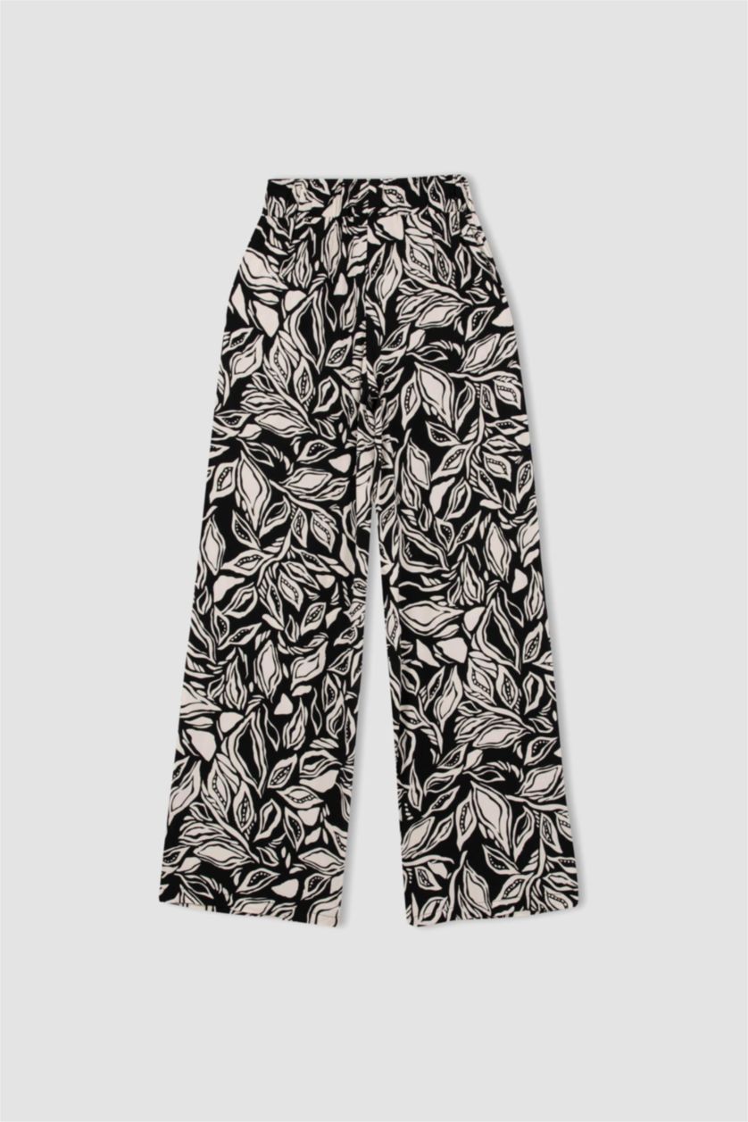 نساء أسود Palazzo Viscose Trousers