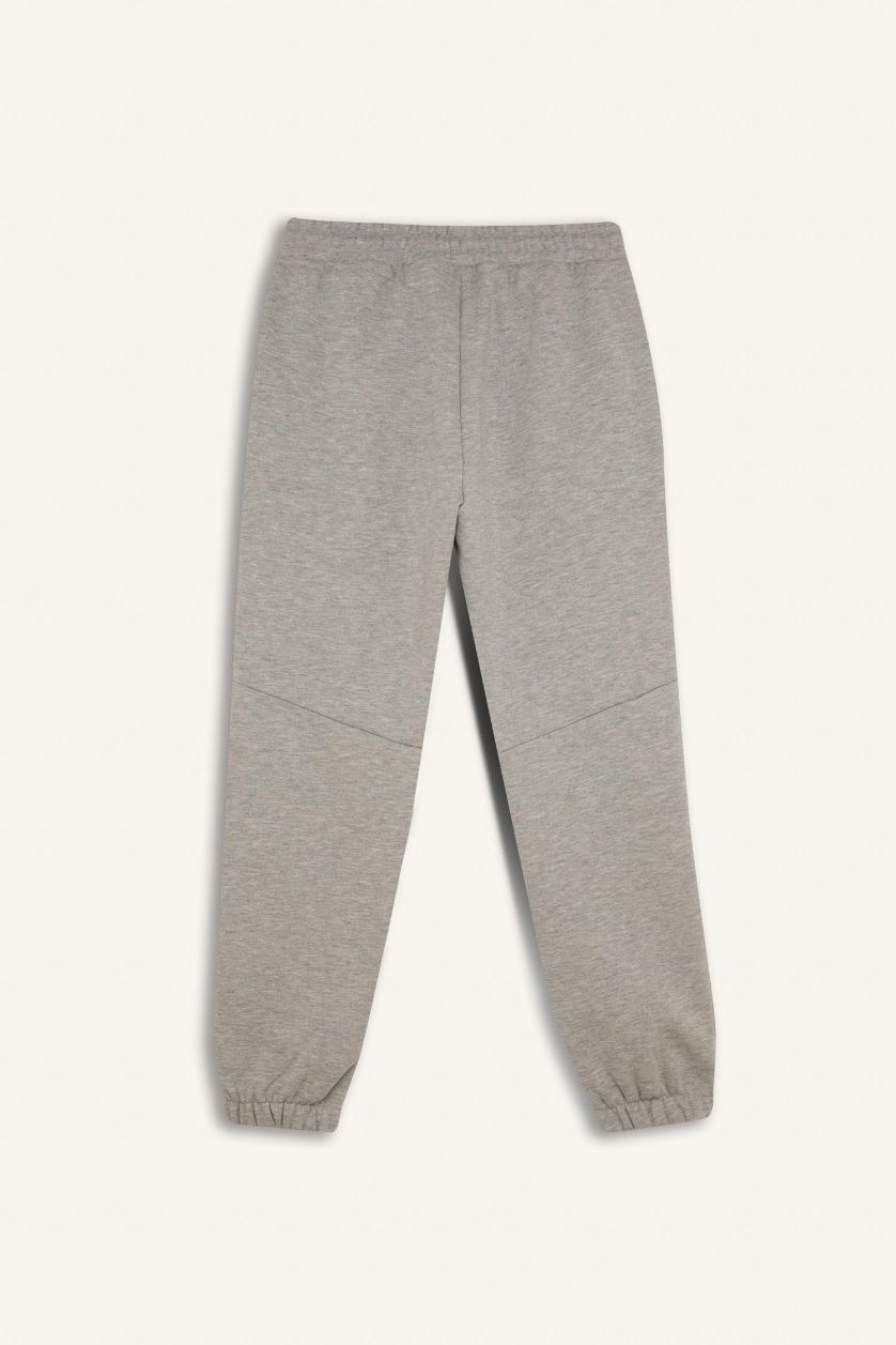 WOMAN Grey Melange DeFactoFit Standard Fit NBA Wordmark Sweatpants with Pockets