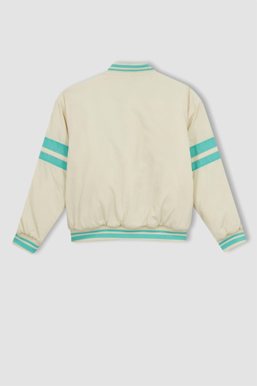 Girls & Teens Ecru Girl College Collar Bomber Jacket