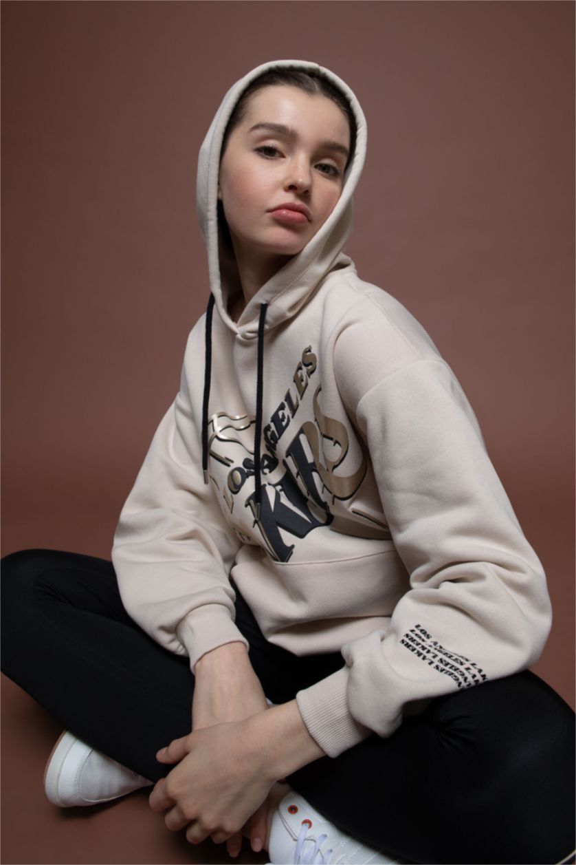 FEMME Beige Clair Sweat- Shirt Coupe Oversize À capuche Memphis Grizzlies