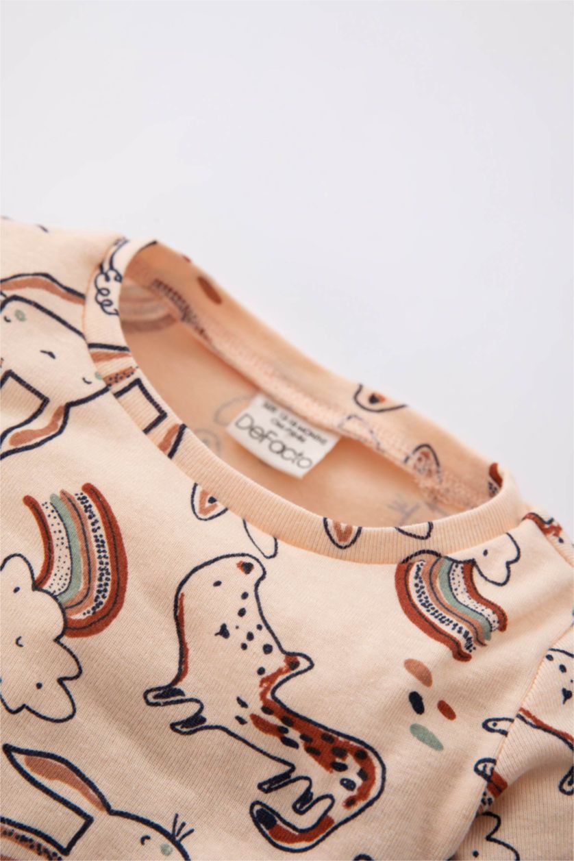 BABY GIRL Light Salmon 2 piece Regular Fit Crew Neck Knitted Pyjamas