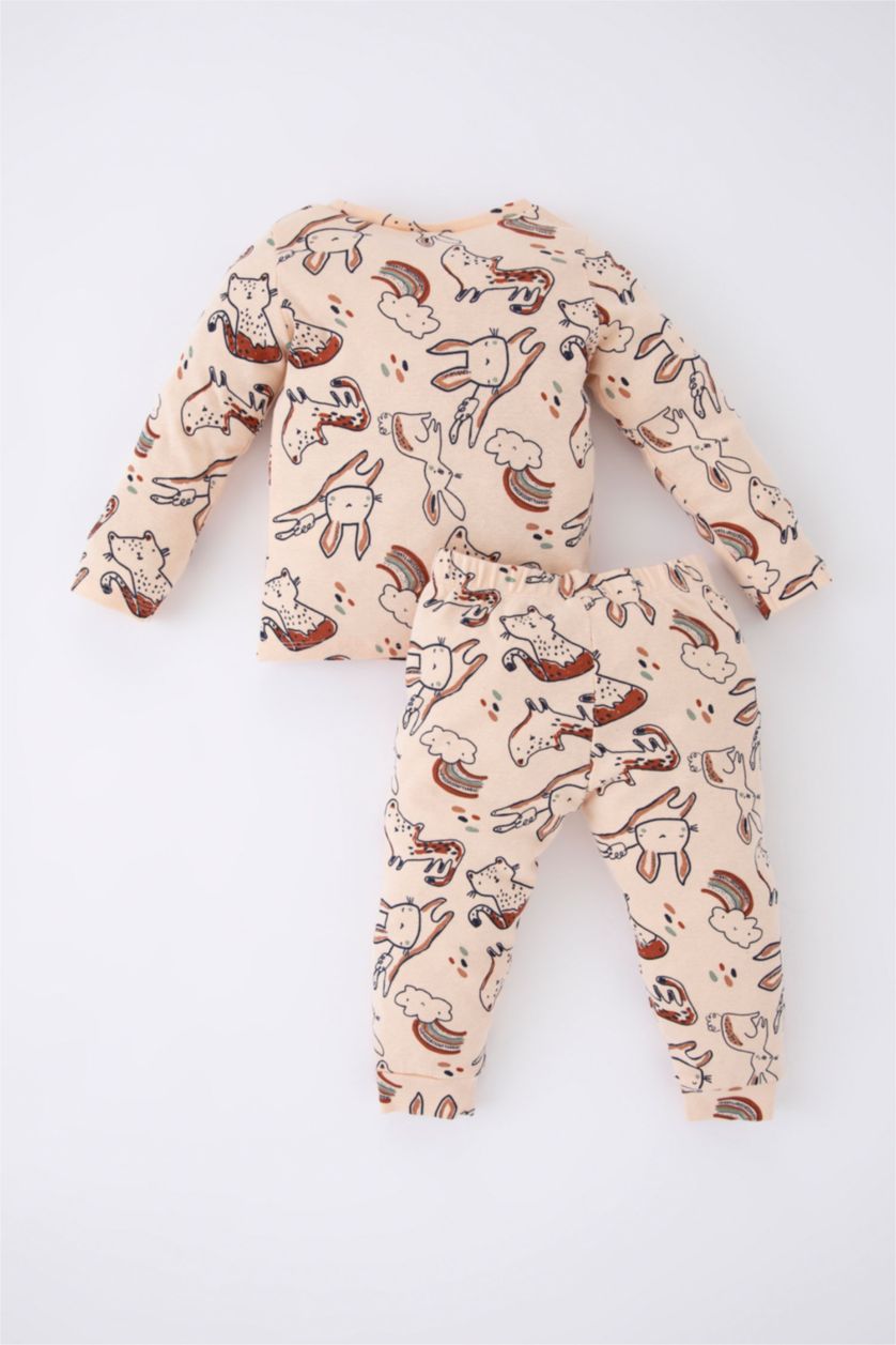 BABY GIRL Light Salmon 2 piece Regular Fit Crew Neck Knitted Pyjamas