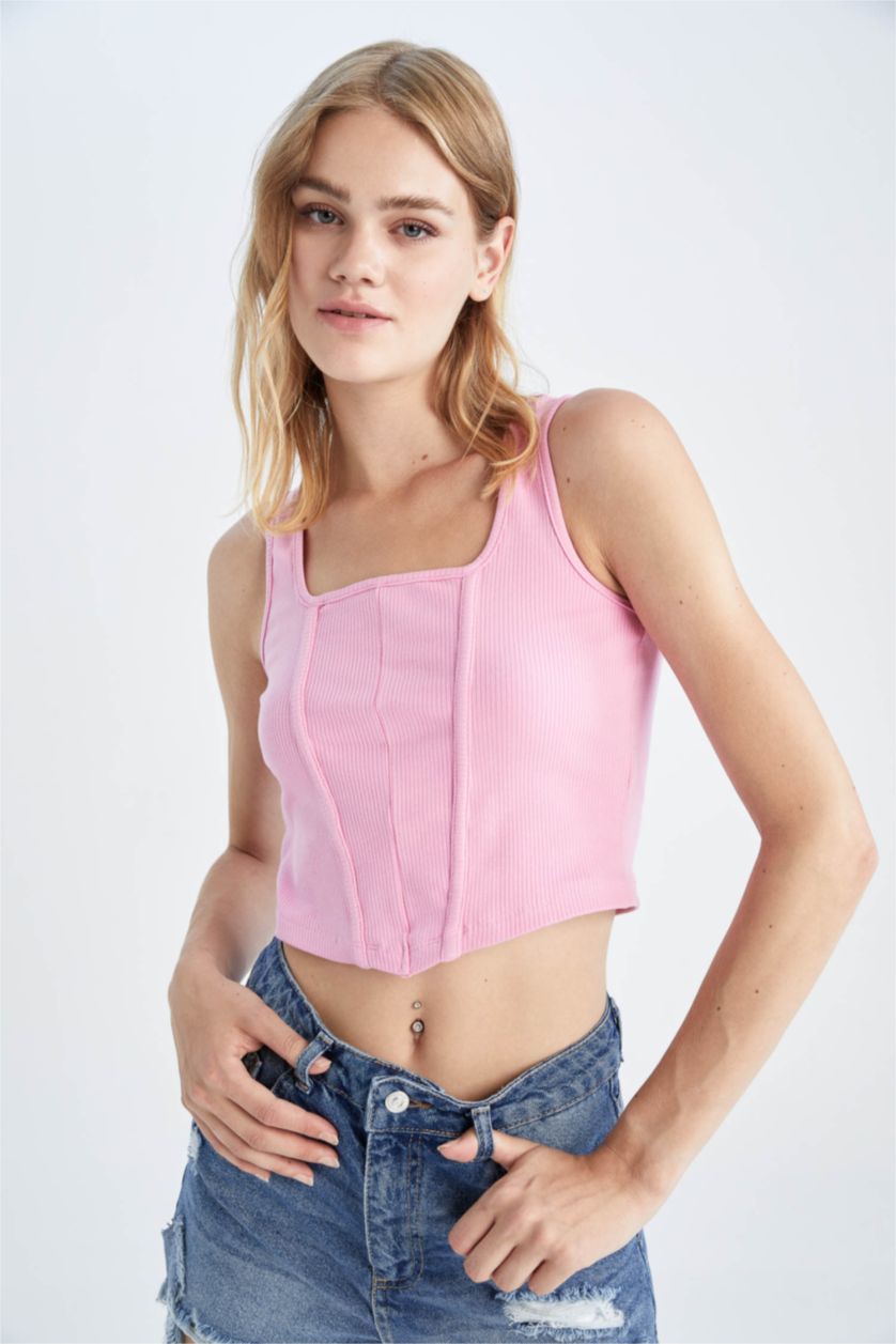 WOMAN Light Pink Fitted Ribbed Camisole Athlete