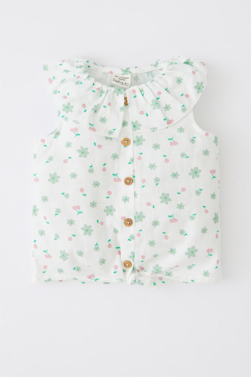 BÉBÉ FILLE Écru Chemise à manches courtes effet lin pour bébé fille