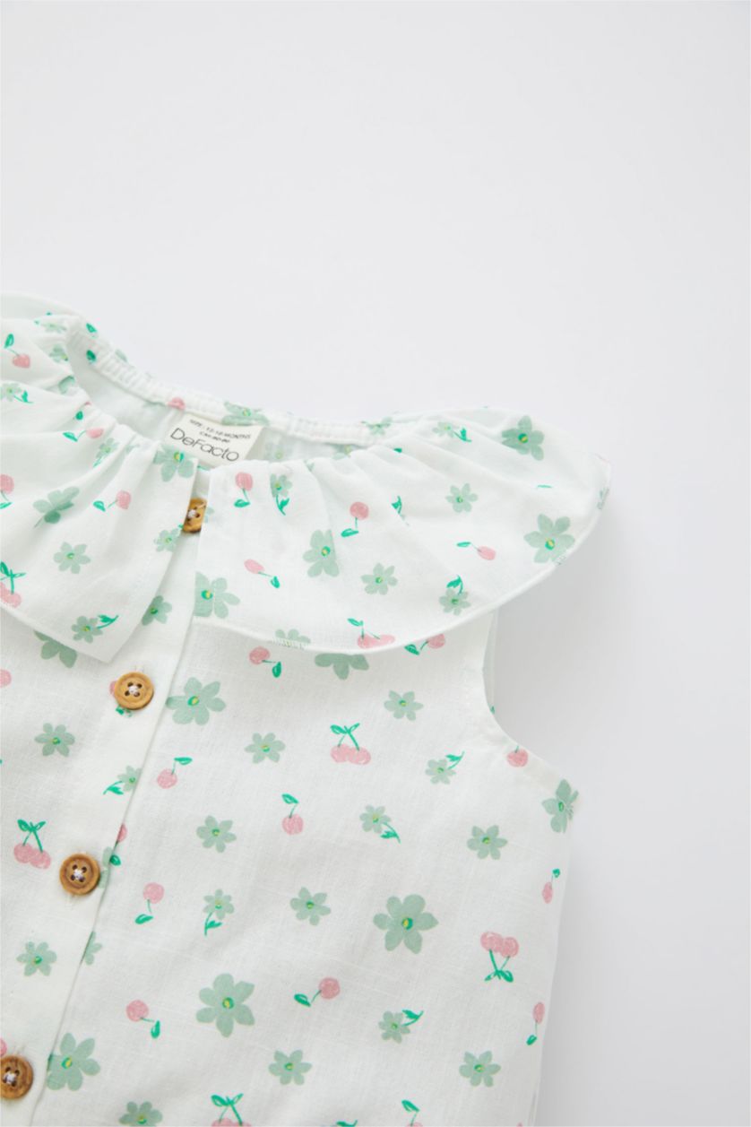 BÉBÉ FILLE Écru Chemise à manches courtes effet lin pour bébé fille