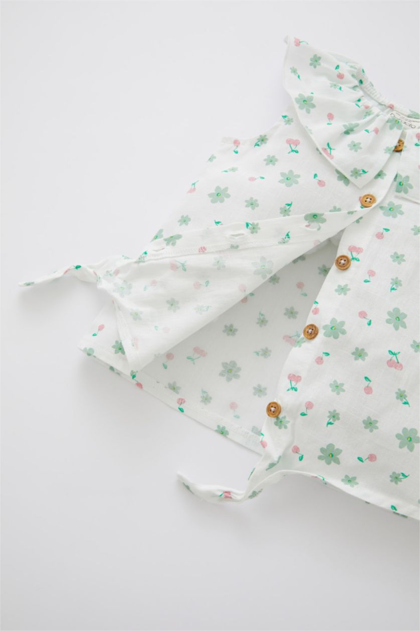 BÉBÉ FILLE Écru Chemise à manches courtes effet lin pour bébé fille