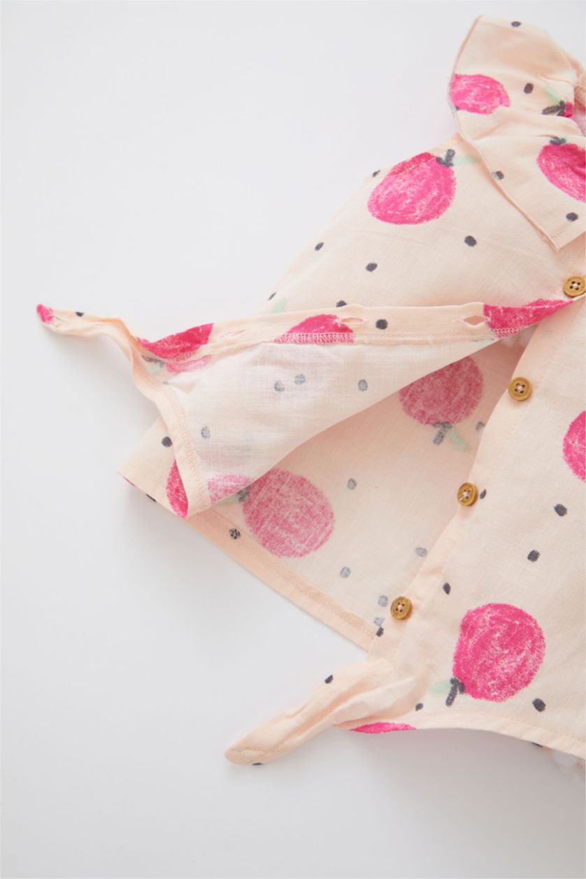 طفلة صغيرة سيموني فاتح قميص بناتي مظهر كتاني نص كم