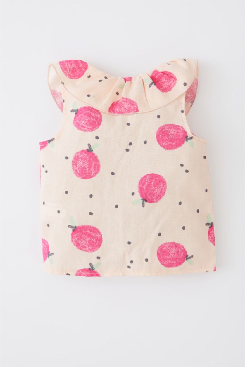 طفلة صغيرة سيموني فاتح قميص بناتي مظهر كتاني نص كم