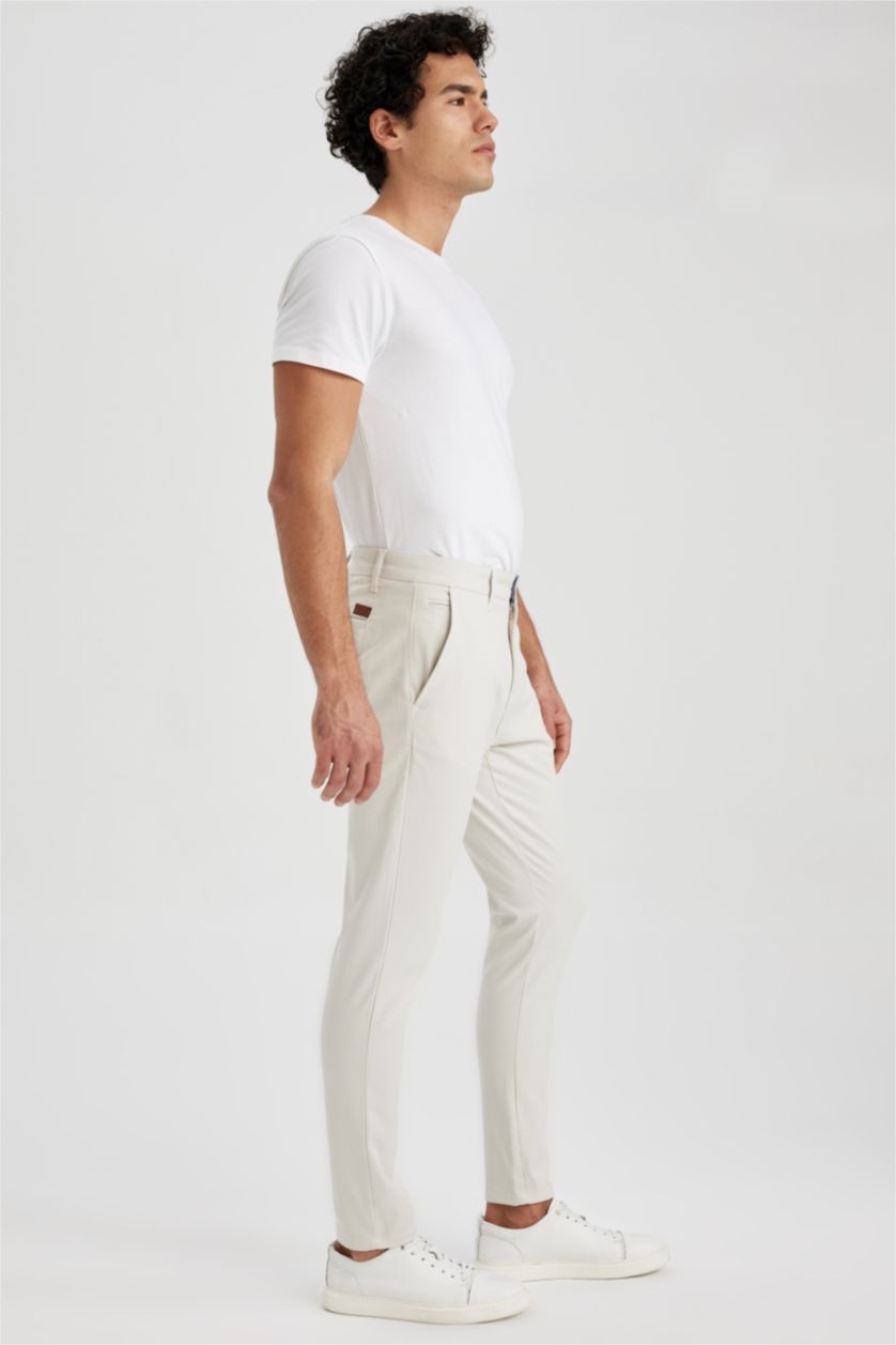 HOMME Beige Pantalon Chino Coupe Carotte