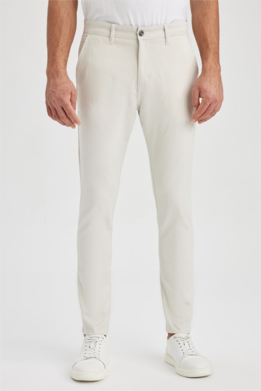 HOMME Beige Pantalon Chino Coupe Carotte