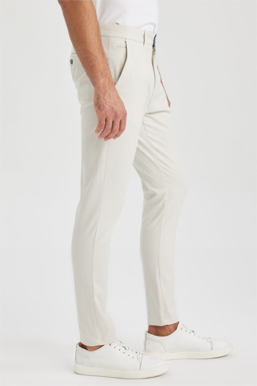 HOMME Beige Pantalon Chino Coupe Carotte