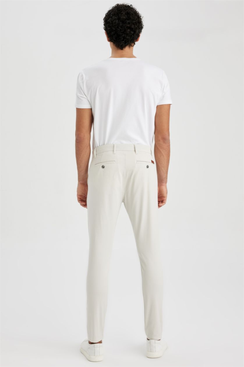 HOMME Beige Pantalon Chino Coupe Carotte