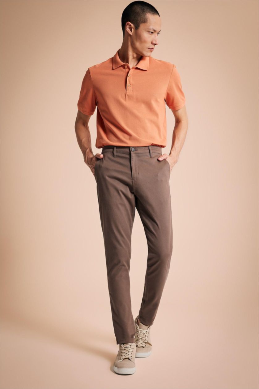 HOMME Marron Pantalon Coupe carotte