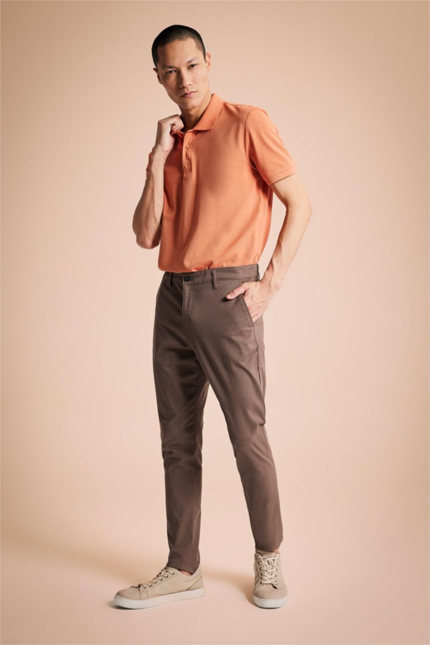 HOMME Marron Pantalon Coupe carotte