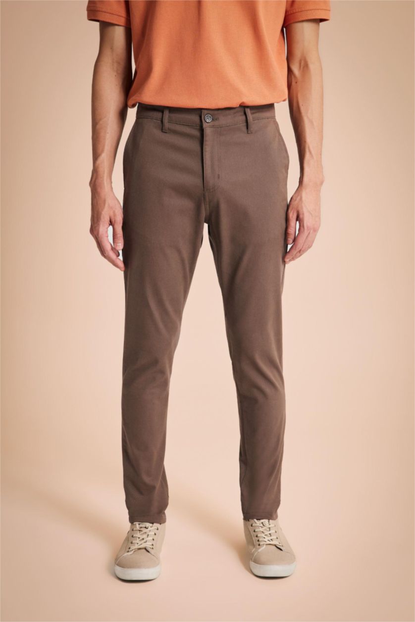 HOMME Marron Pantalon Coupe carotte