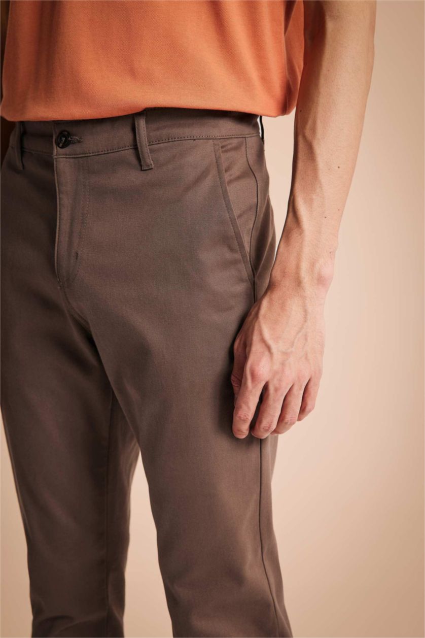 HOMME Marron Pantalon Coupe carotte