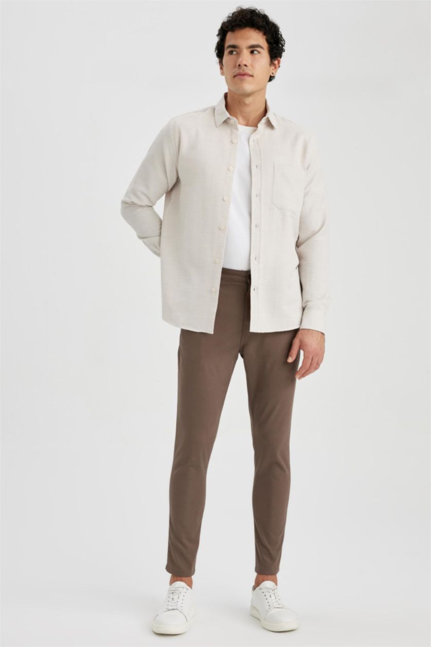 HOMME Marron Pantalon Coupe carotte