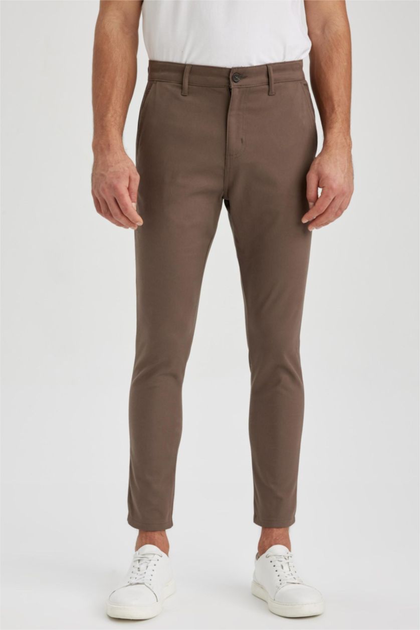 HOMME Marron Pantalon Coupe carotte