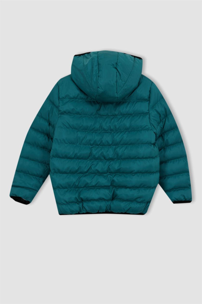 Erkek Çocuk - Genç Erkek Yeşil Erkek Çocuk Kapüşonlu Polar Astar Şişme Mont