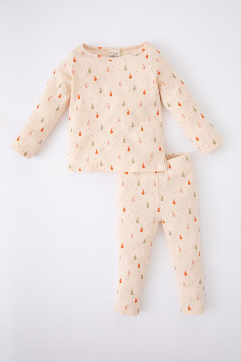 BABY GIRL Salmon 2 piece Regular Fit Crew Neck Fruit Knitted Pyjamas