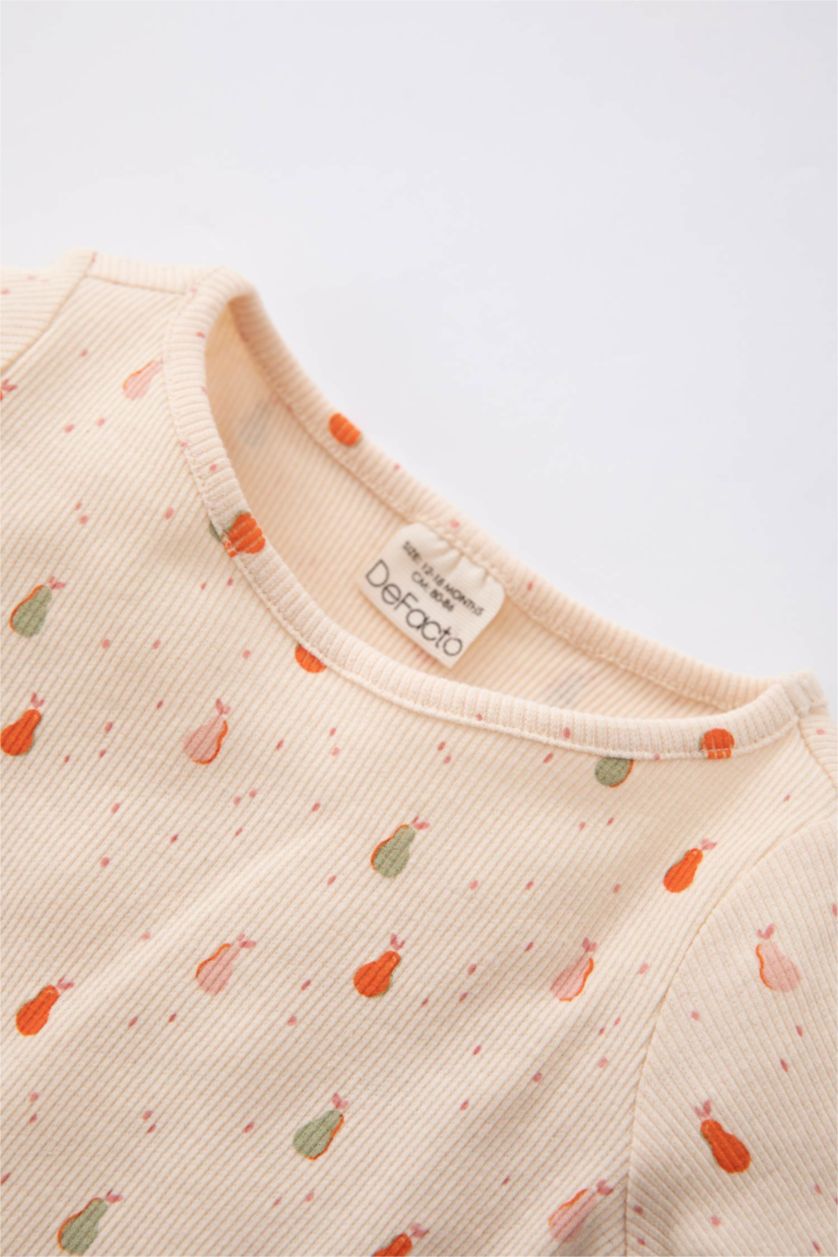 BABY GIRL Salmon 2 piece Regular Fit Crew Neck Fruit Knitted Pyjamas