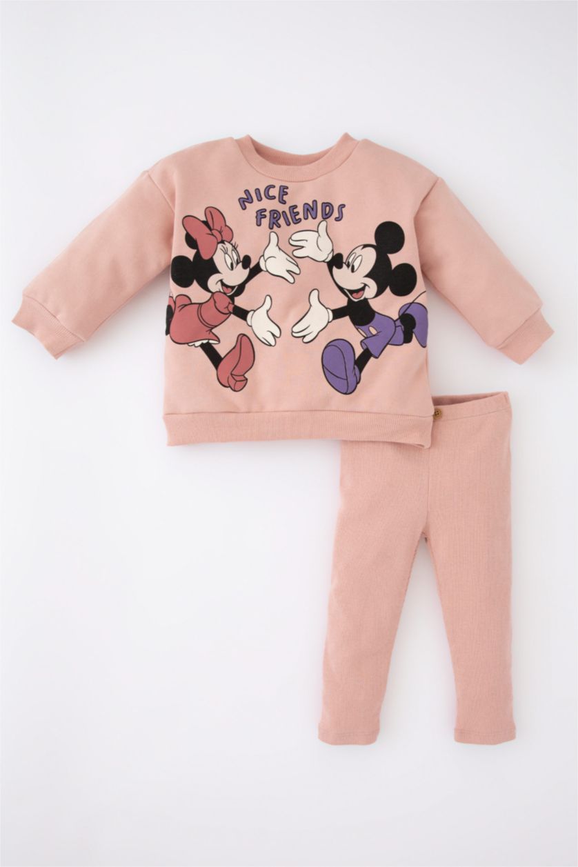 BÉBÉ FILLE Bordeaux Ensemble 2 Pièces Fille Regular Fit, Manches Longues, Col Rond Mickey Et Minnie