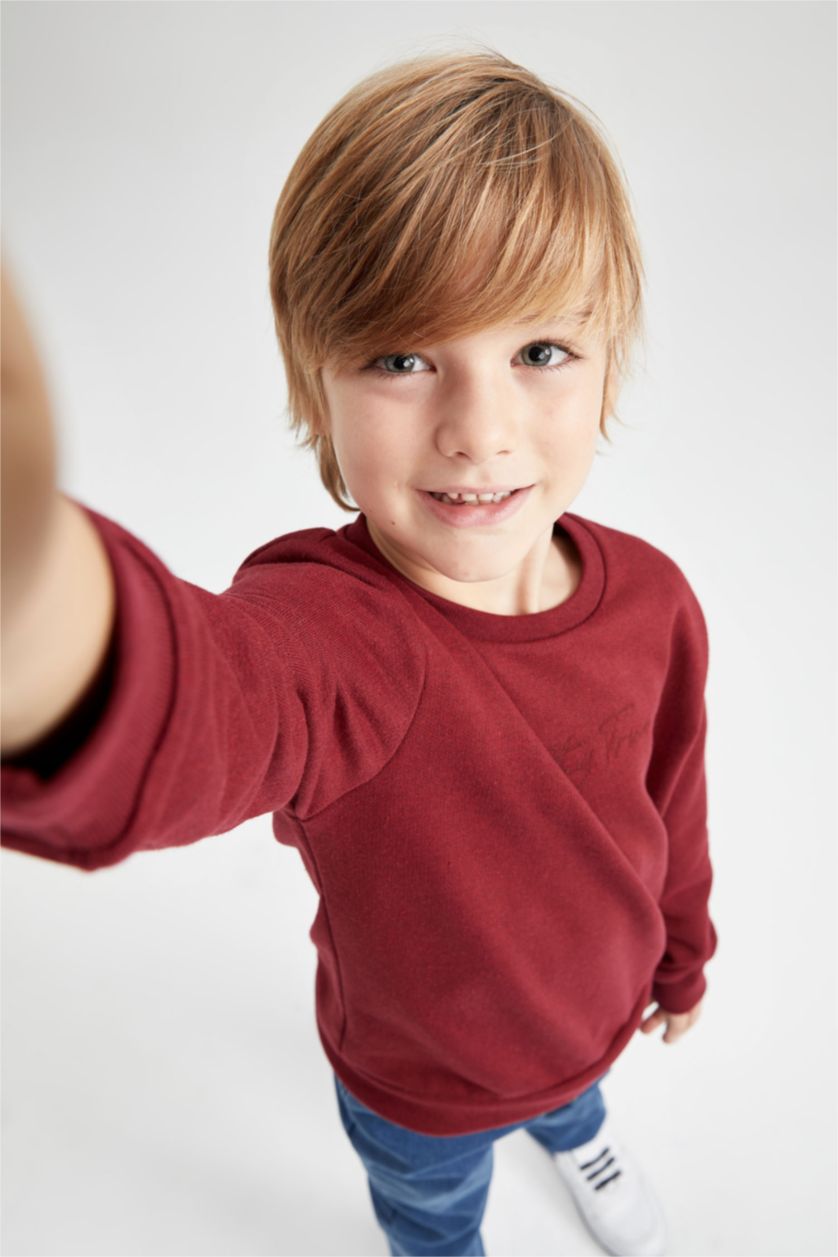 BOYS & TEENS Bordeaux قماش رقيق قصة عادية