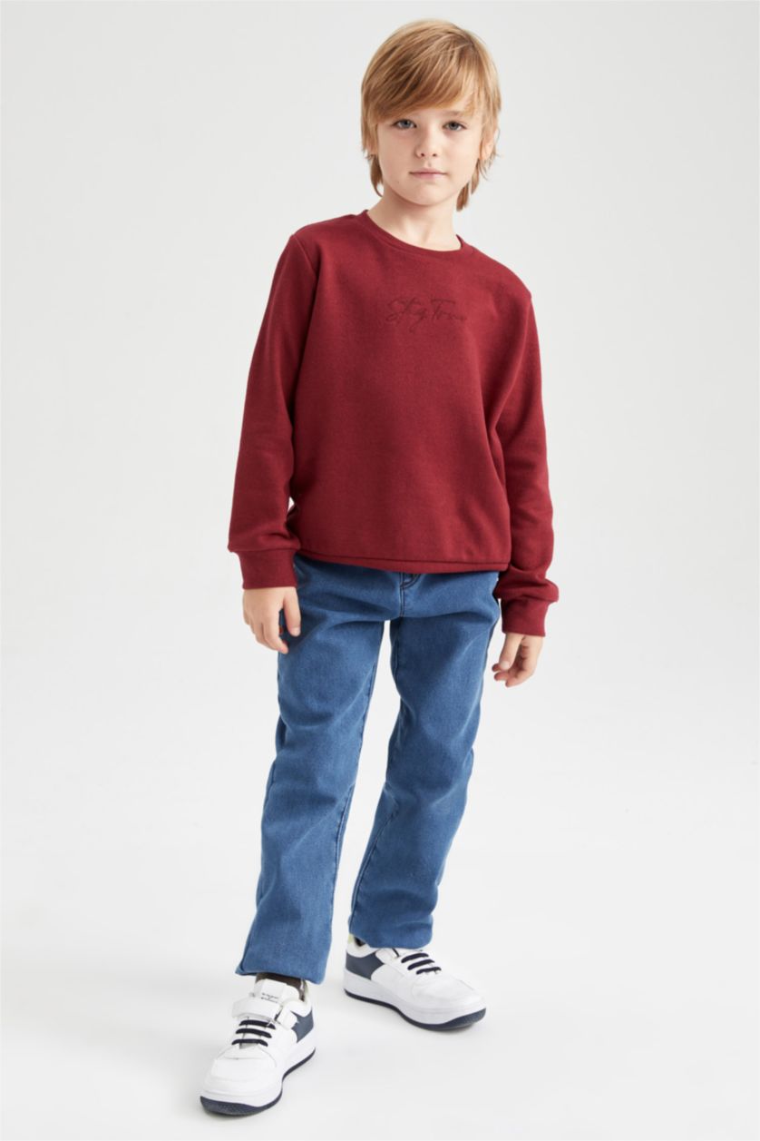 BOYS & TEENS Bordeaux قماش رقيق قصة عادية