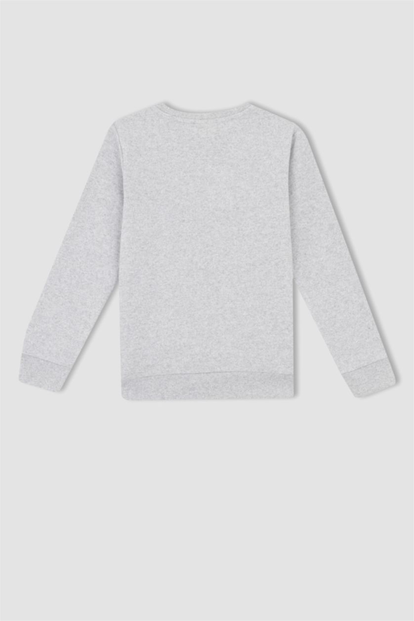 Мальчики и подростки Светло-серый меланж Свитшот стандартного кроя для мальчиков