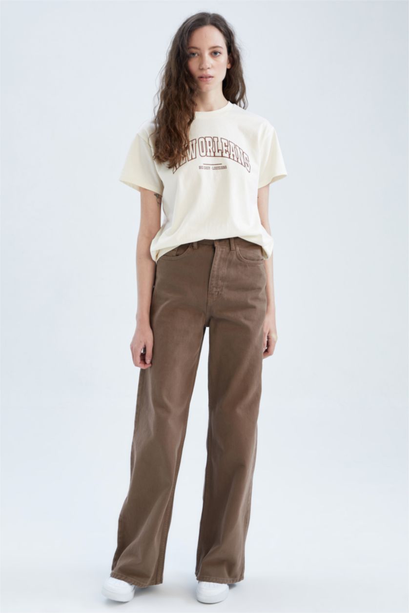 FEMME Écru Coupe Régulière T-shirt à manches courtes