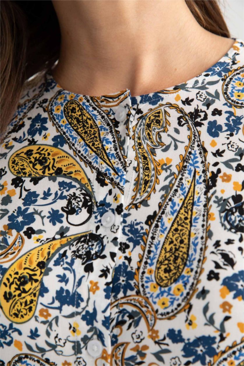 حريمي بيج فاتح تونيك بنمط الشال قصة مريحة كم طويل