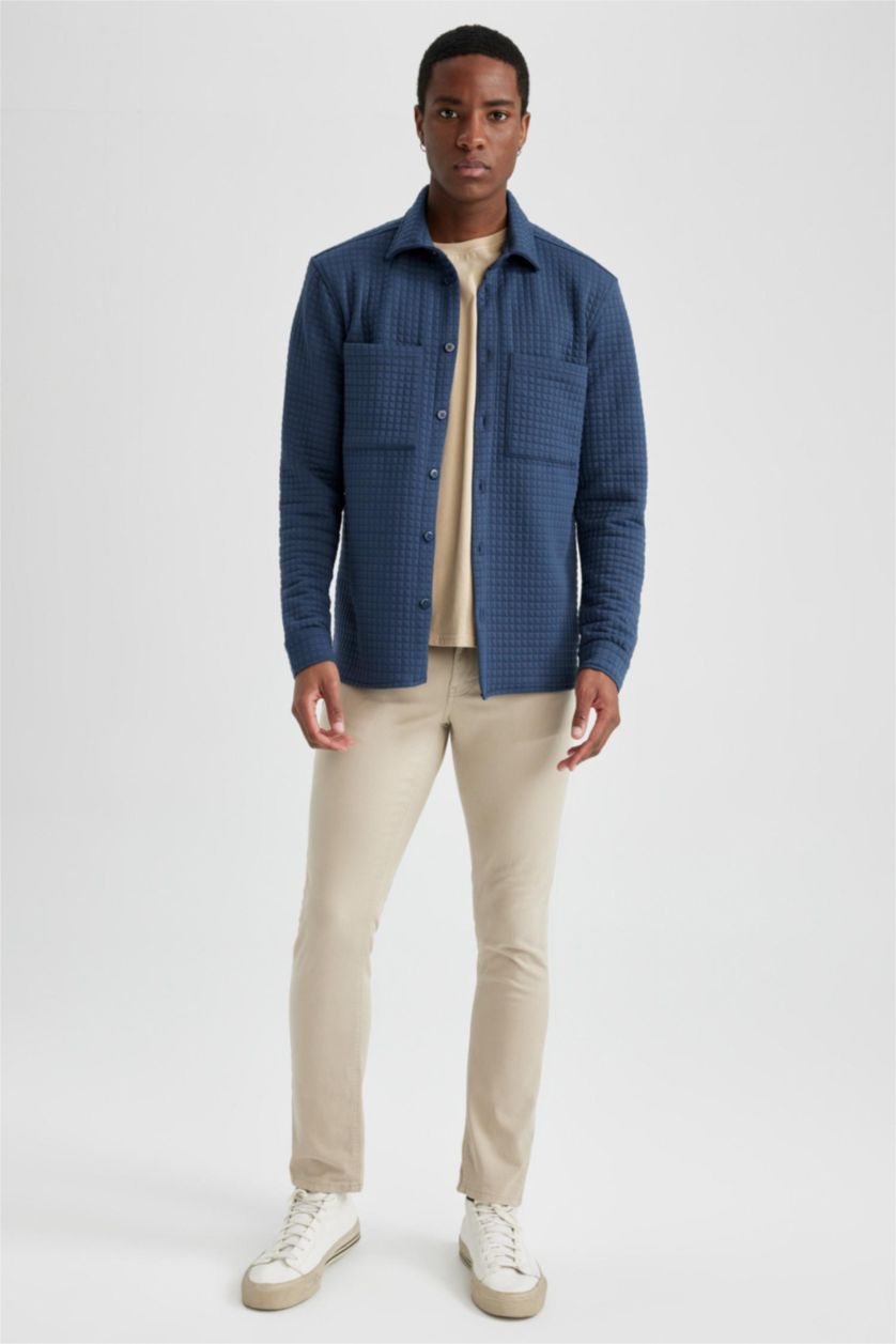 HOMME Indigo Chemise À Manches Longues En Tricot Double Poche