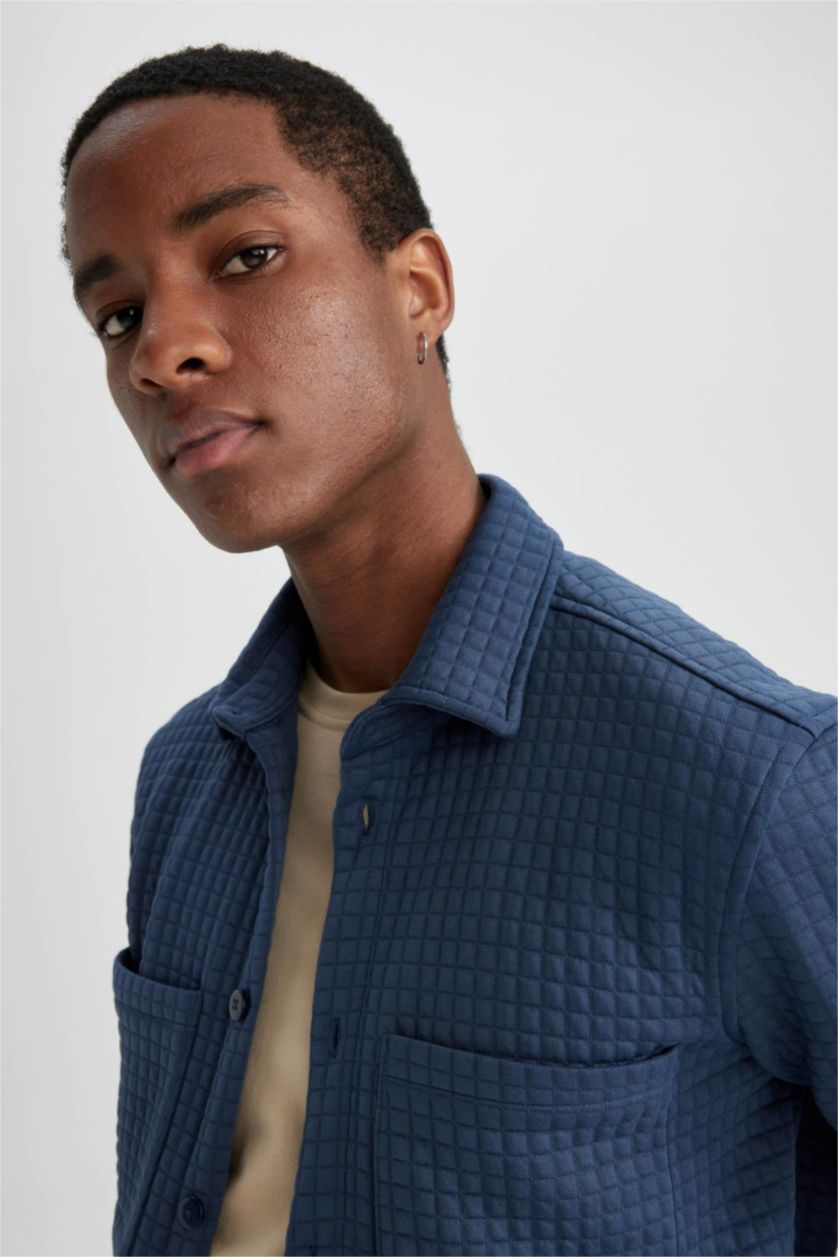 HOMME Indigo Chemise À Manches Longues En Tricot Double Poche