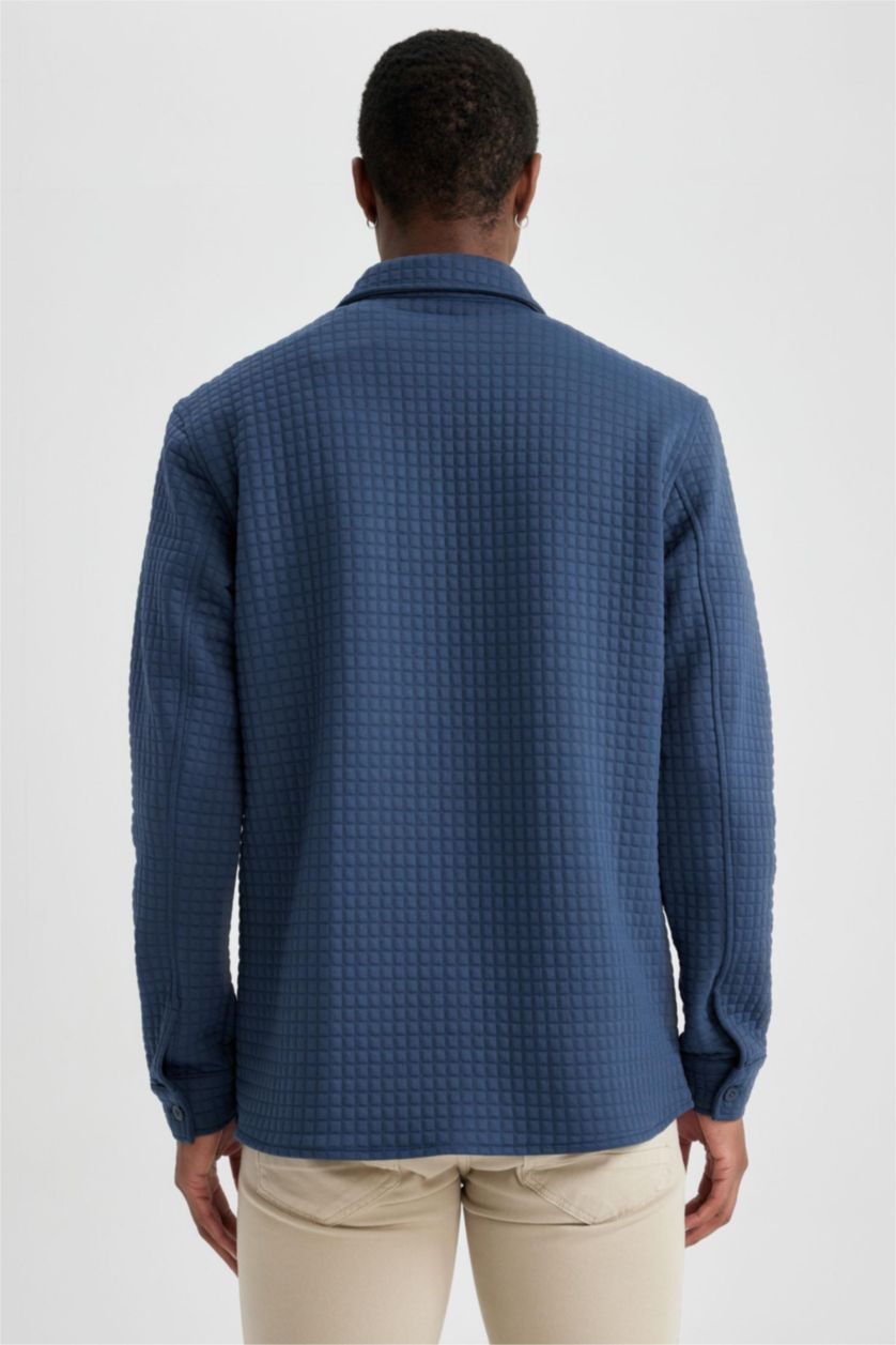 HOMME Indigo Chemise À Manches Longues En Tricot Double Poche