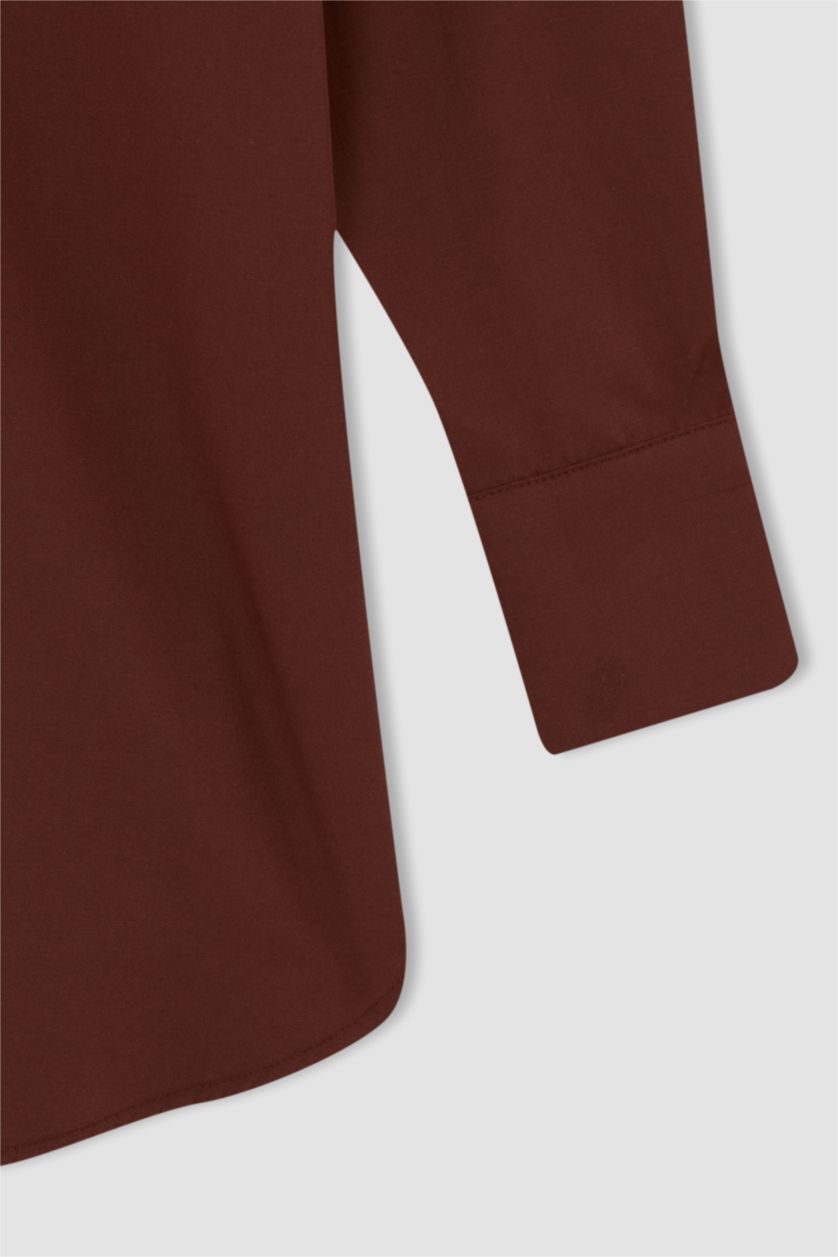 WOMAN Brown Regular Fit Poplin Long Sleeve Tunic