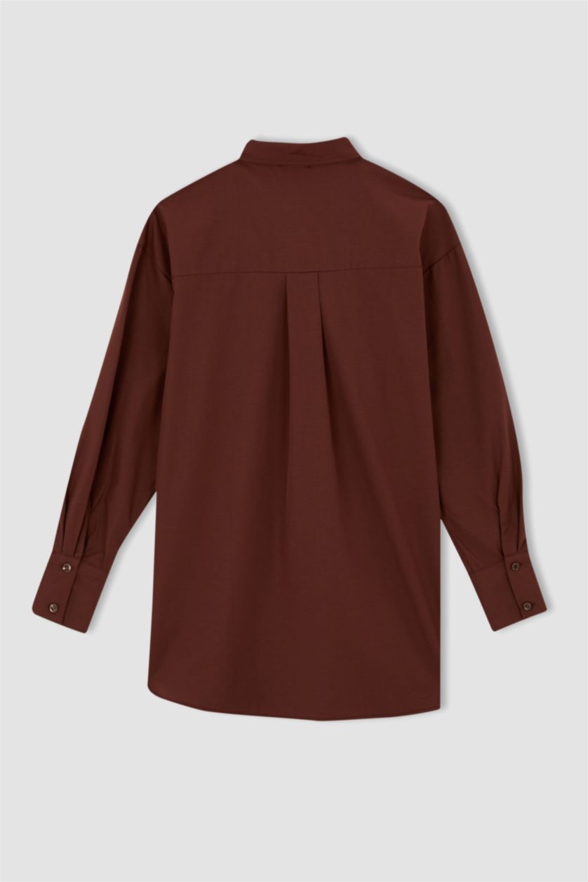 WOMAN Brown Regular Fit Poplin Long Sleeve Tunic