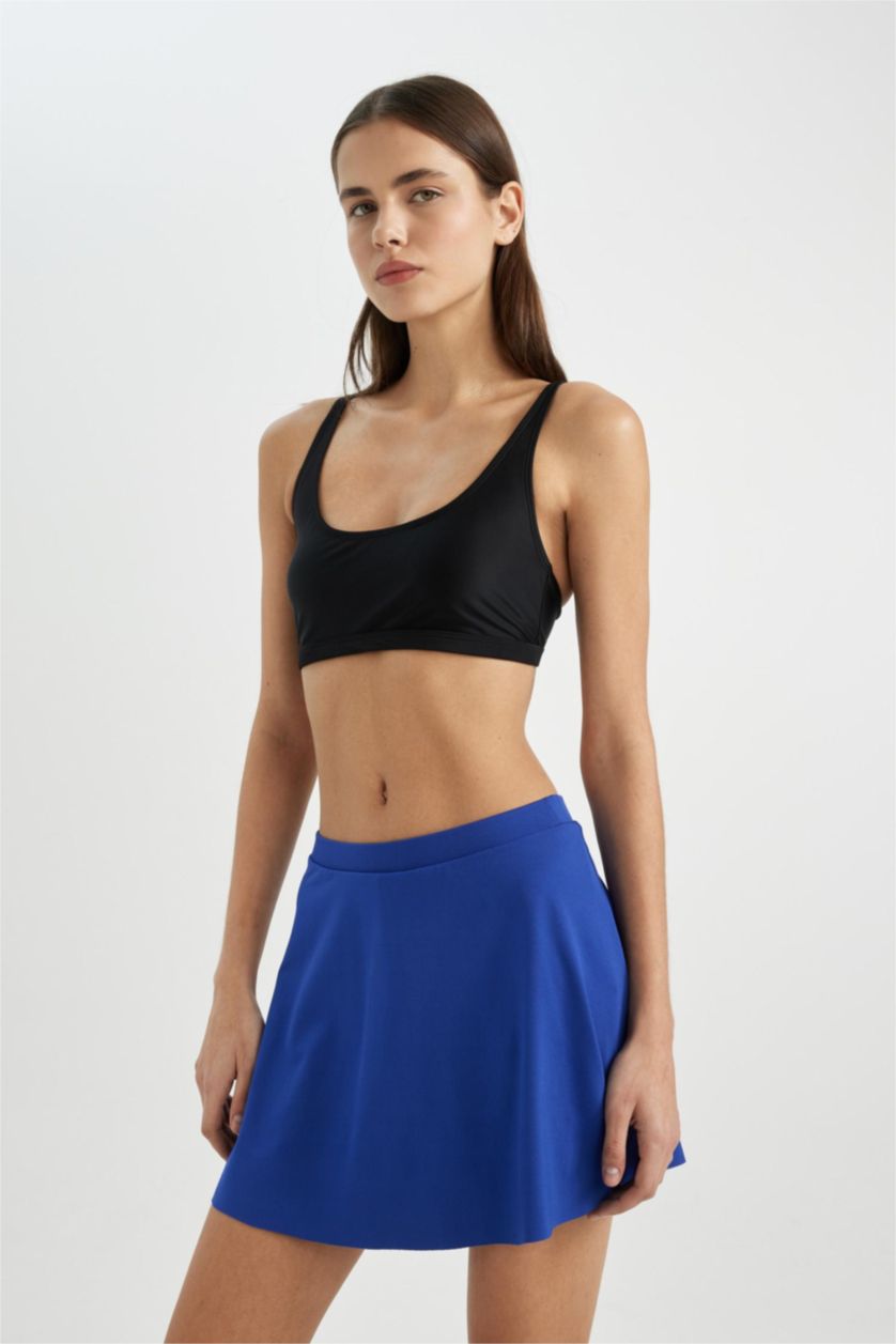 Kadın Saks Etekli İçi Şortlu Deniz Şortu