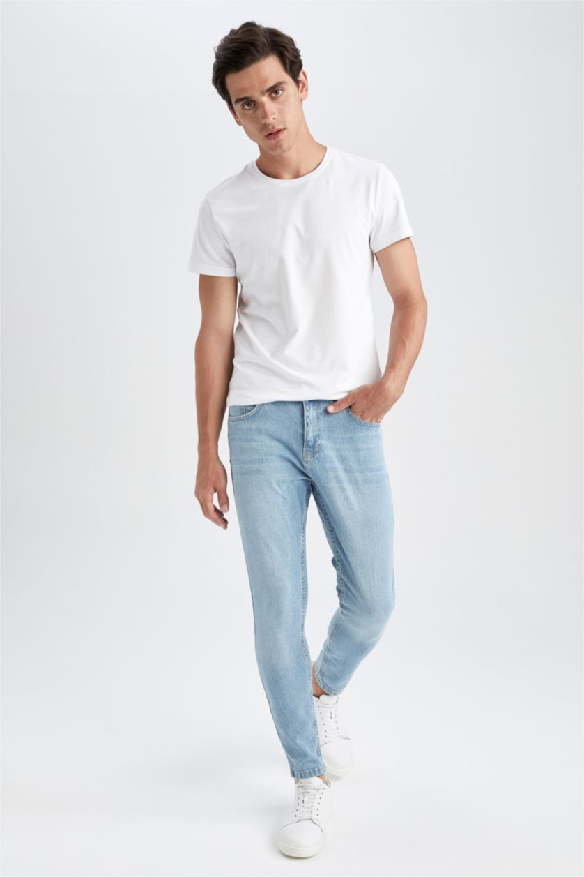HOMME BLEU Clair Pantalon Coupe carotte
