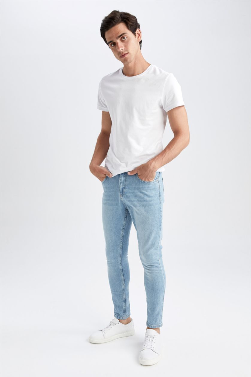 HOMME BLEU Clair Pantalon Coupe carotte